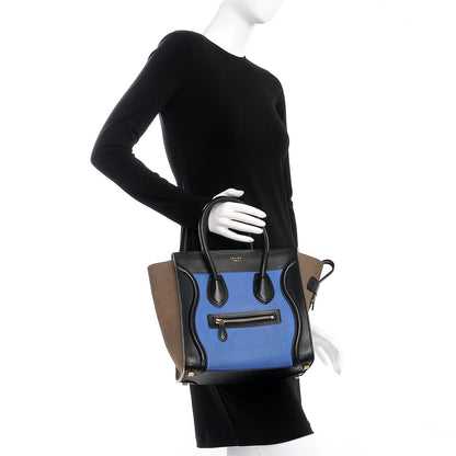Celine Calfskin Nubuck Suede Micro Tri-Color Luggage Blue 2 of 8