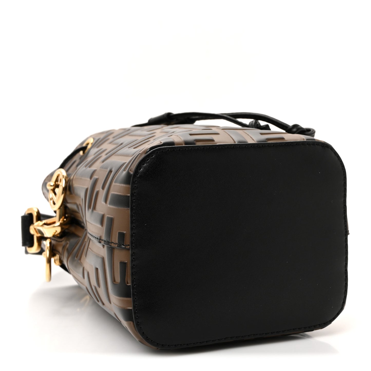 Vitello Liberty F is Fendi Bi-Color FF 1974 Embossed Mini Mon Tresor Bucket Bag Maya Black