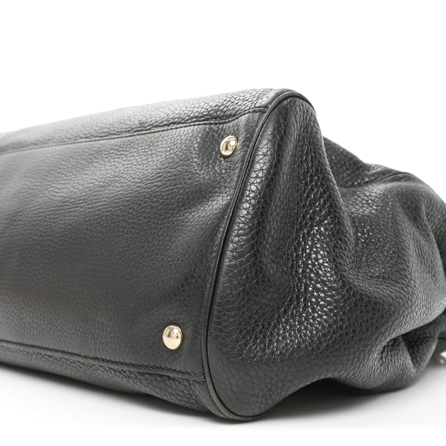 Gucci Pebbled Calfskin Large Bamboo Shopper Tote Black Black 10 of 10