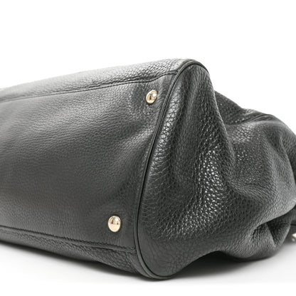 Gucci Pebbled Calfskin Large Bamboo Shopper Tote Black Black 10 of 10