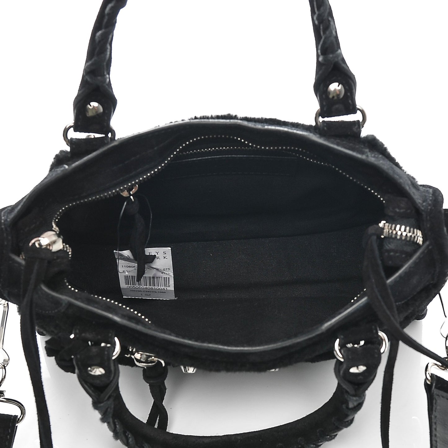 Shearling Suede Classic Silver Hardware Mini City Black