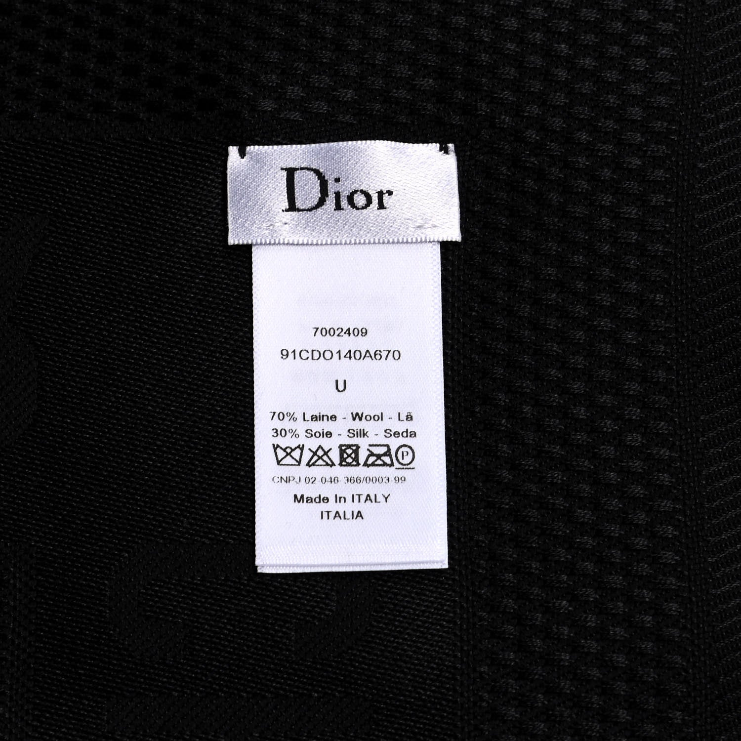 Christian Dior Wool Silk Oblique Shawl Black 4 of 4