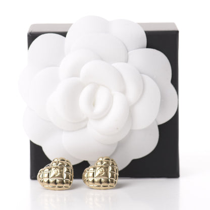 Chanel Quilted CC Heart Earrings Gold 5 of 5
