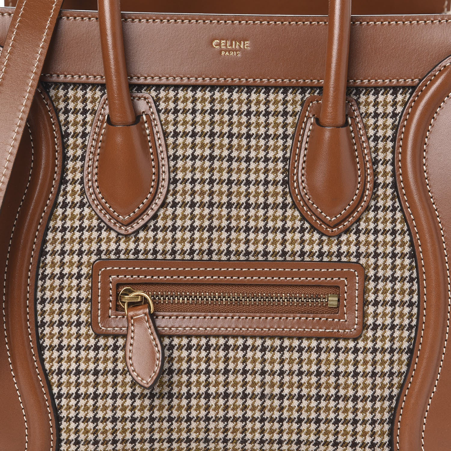 Celine Smooth Calfskin Houndstooth Nano Luggage Tan 11 of 11