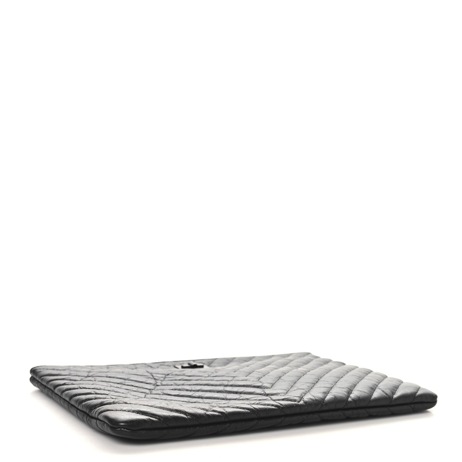 Chanel Aged Calfskin Chevron Quilted Reissue 2.55 Medium Cosmetic Case So Black 4 of 8