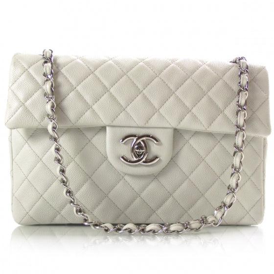 Chanel Caviar Jumbo Flap White 1 of 12