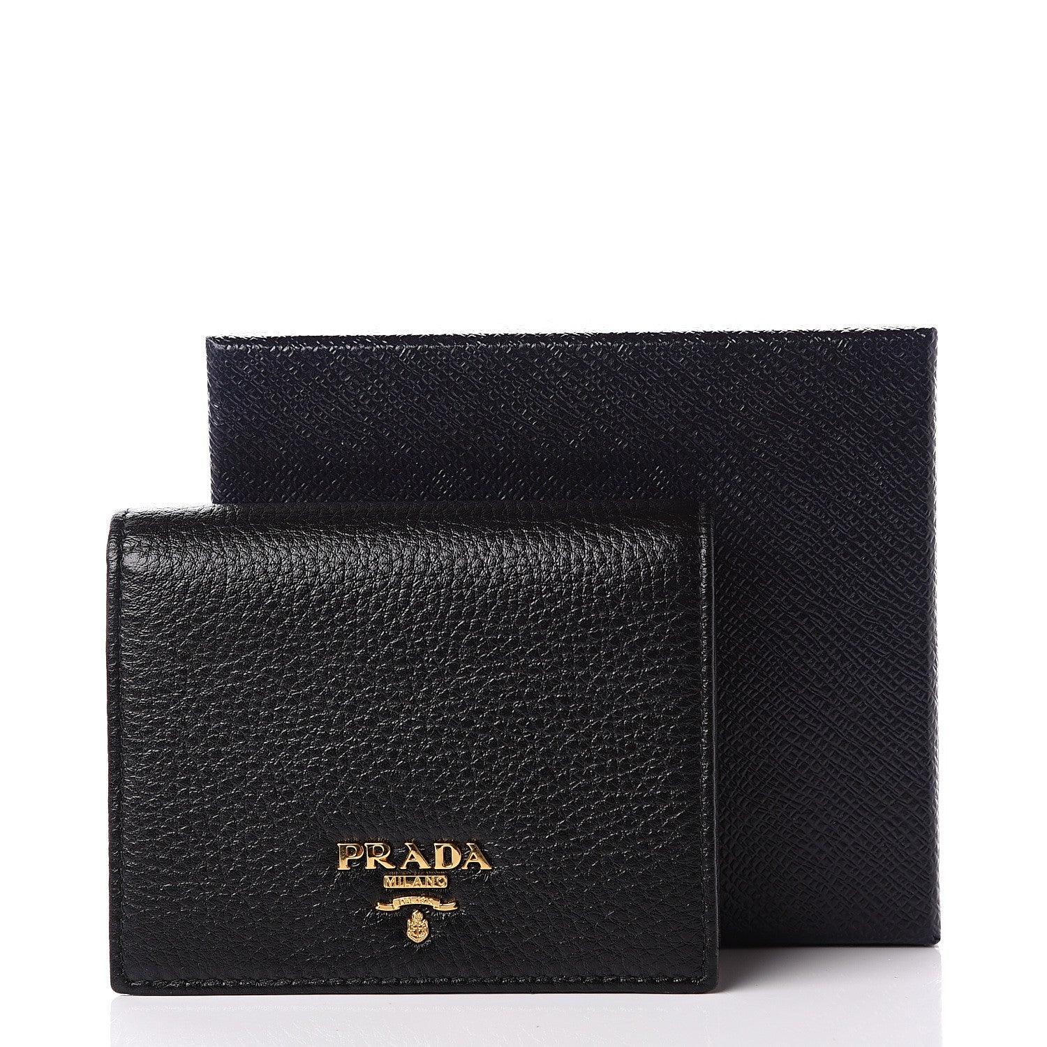 Prada Vitello Grain Bi-Fold Wallet Black 8 of 8