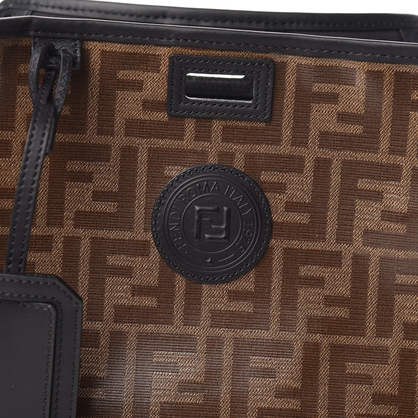 Glazed Fabric Vitello Century FF 1974 Stamp Patch Mini Peekaboo Defender Cover Mogano Panna Black