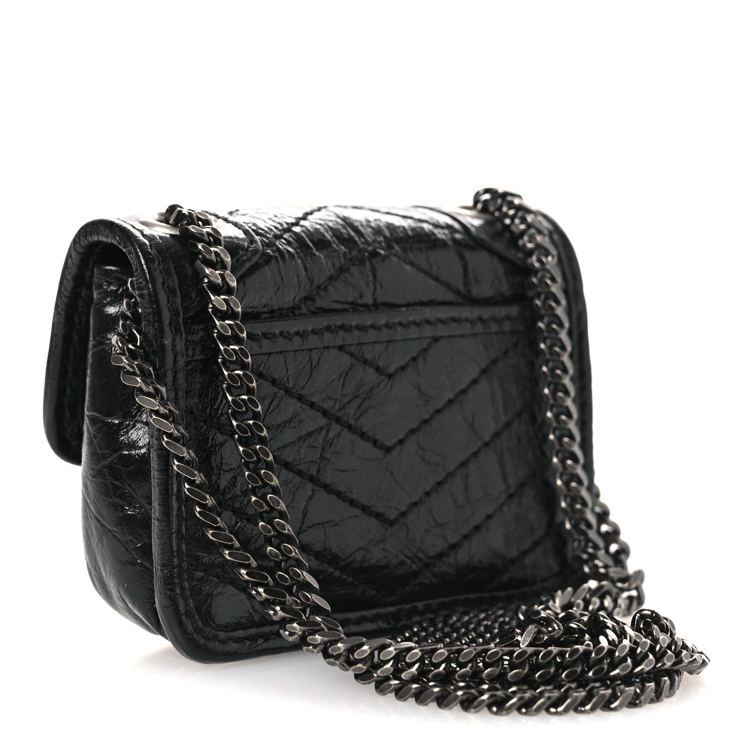 Saint Laurent Crinkled Calfskin Matelasse Monogram Niki Airpods Holder Micro Bag Black 3 of 11
