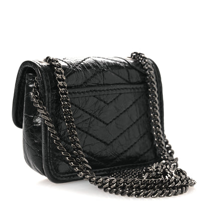 Saint Laurent Crinkled Calfskin Matelasse Monogram Niki Airpods Holder Micro Bag Black 3 of 11