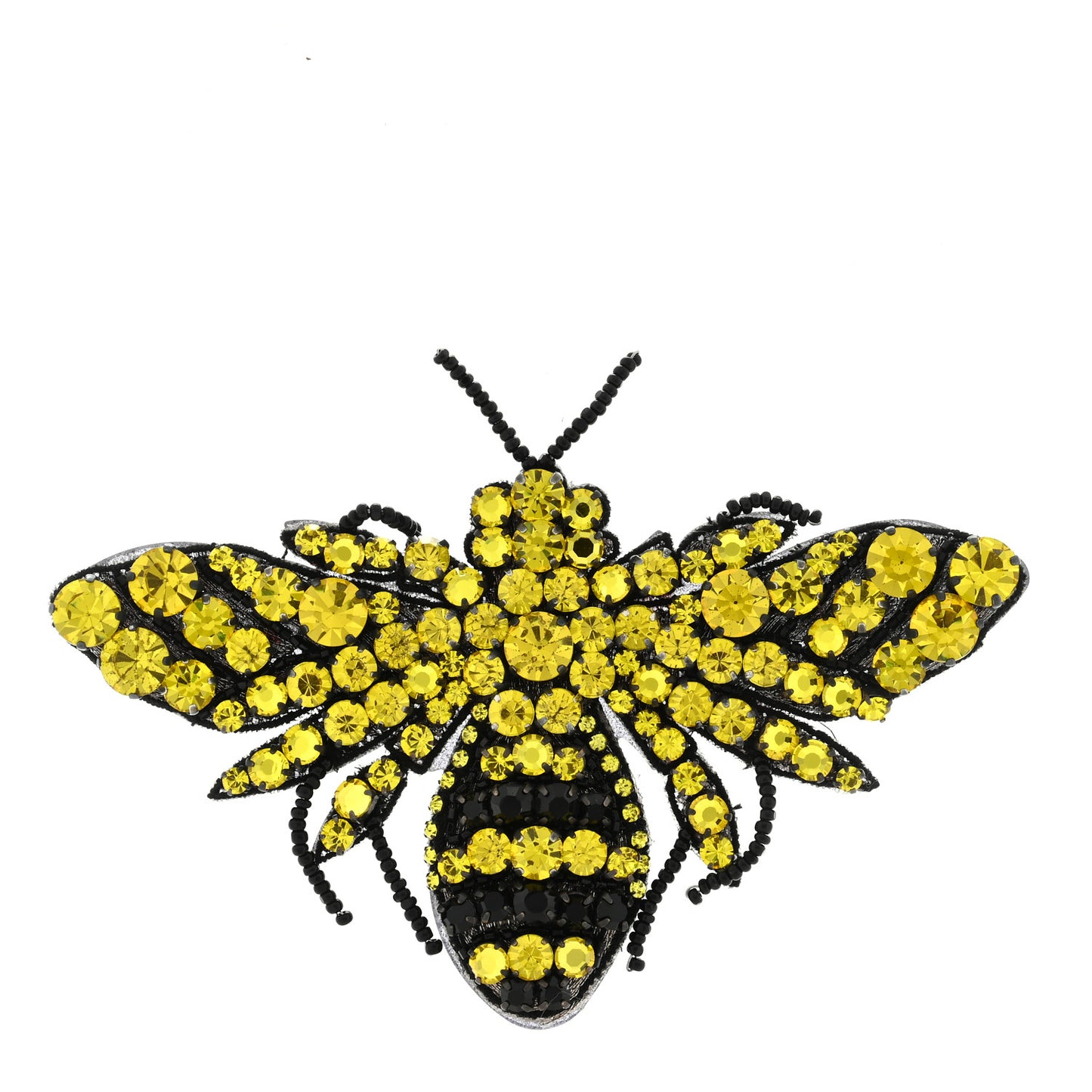 Metal Crystal Bee Brooch Black Yellow