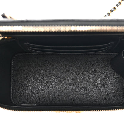 Chanel Shiny Lambskin Quilted Small Vanity Case With Chain Black 5 of 11