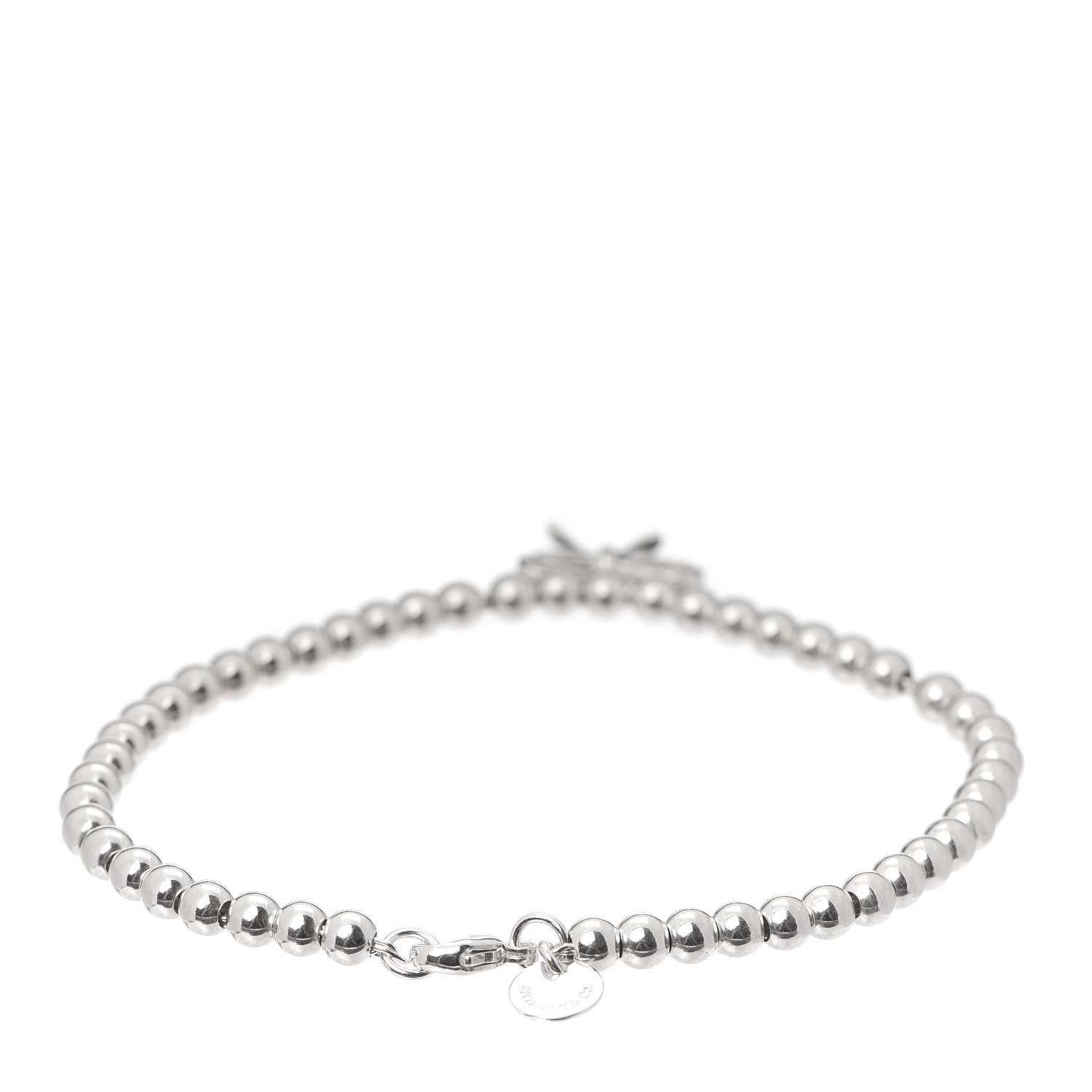Tiffany Sterling Silver 4mm Bow Bead Bracelet 3 of 5