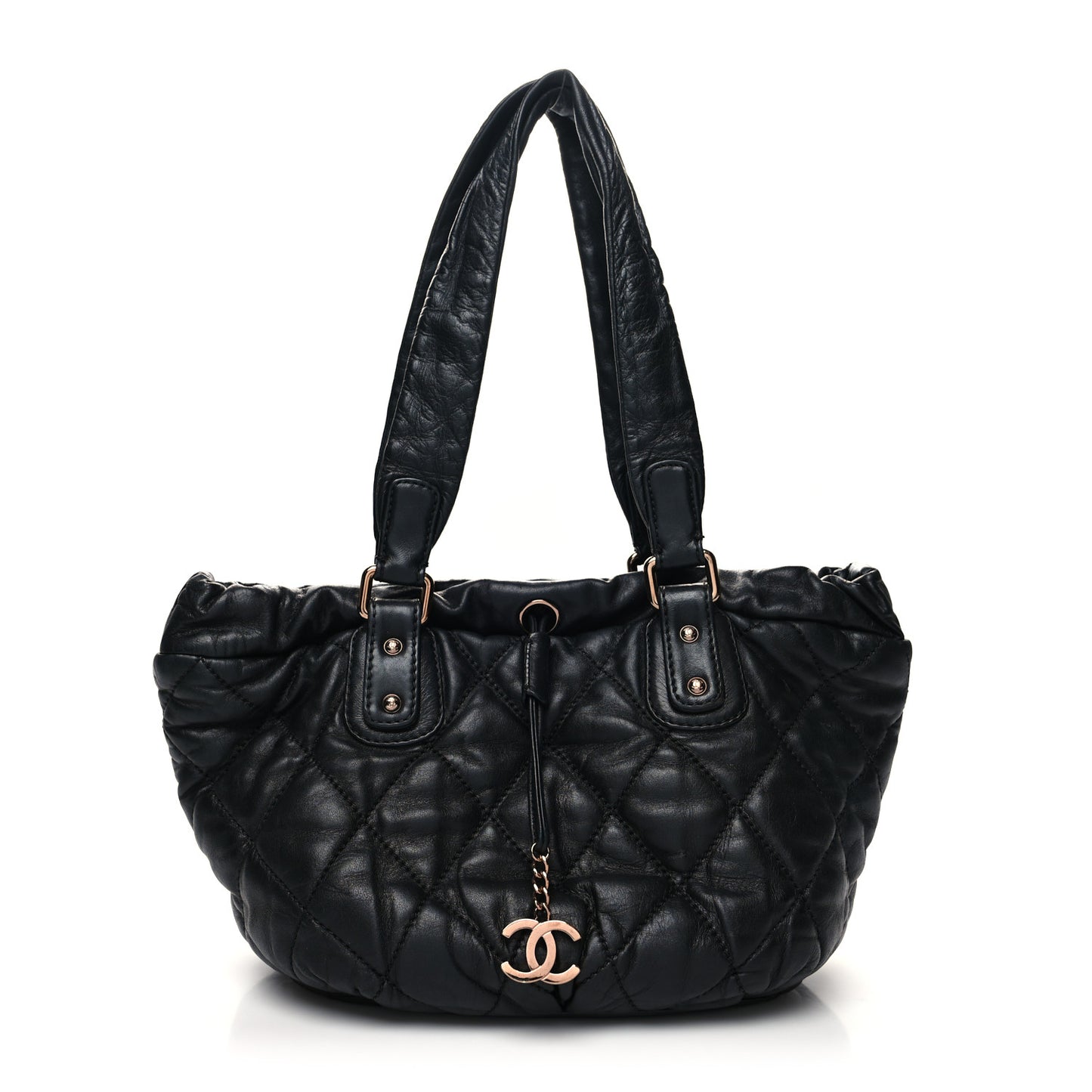 Lambskin Quilted Cloudy Bundle East West Tote Black