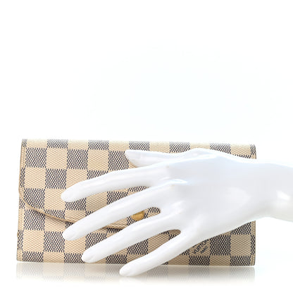 Louis Vuitton Damier Azur Emilie Wallet Rose Ballerine 2 of 10