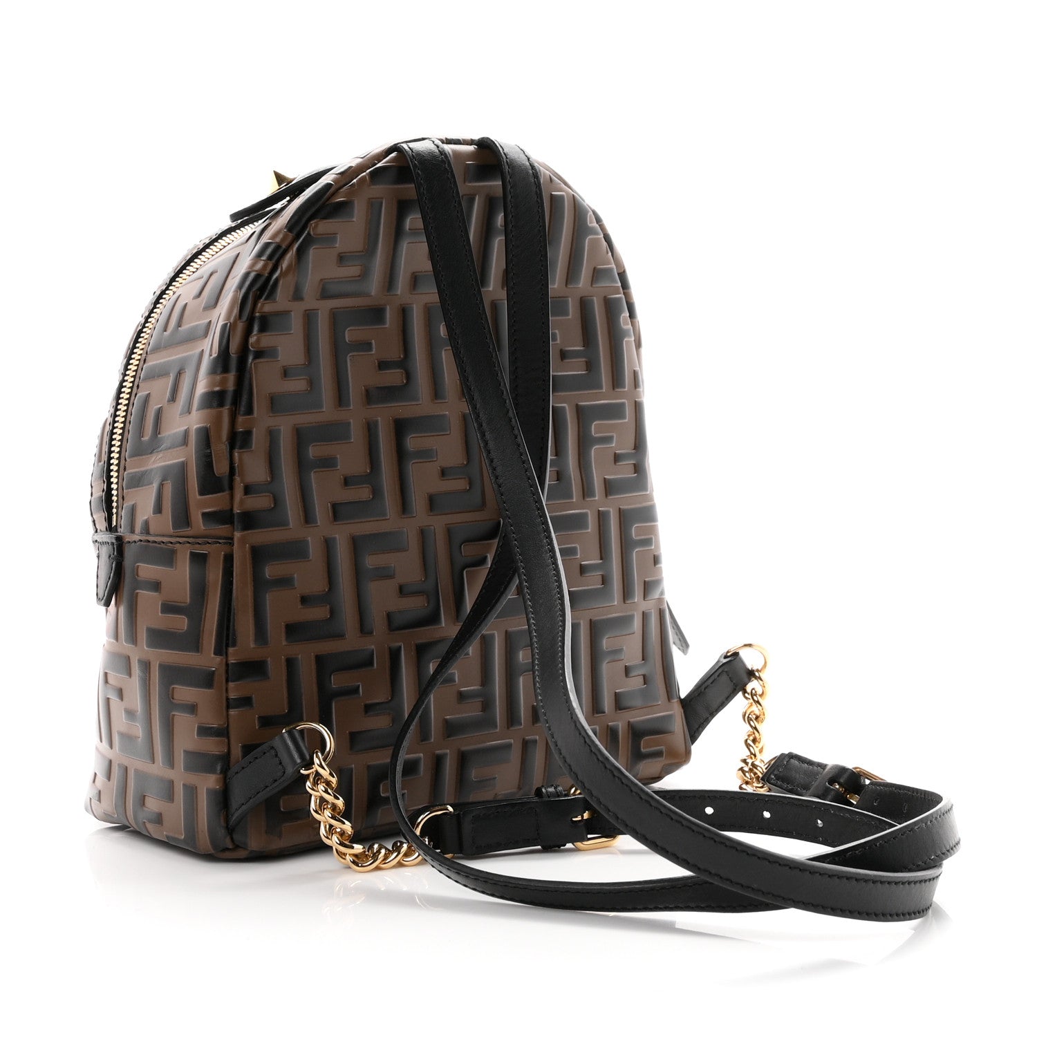 Fendi Vitello Bi-Color FF 1974 Embossed Mini Backpack Maya Black 2 of 9