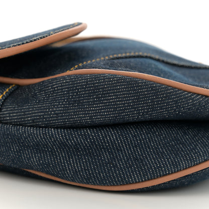 Christian Dior Denim Calfskin Saddle Bag Blue 9 of 13