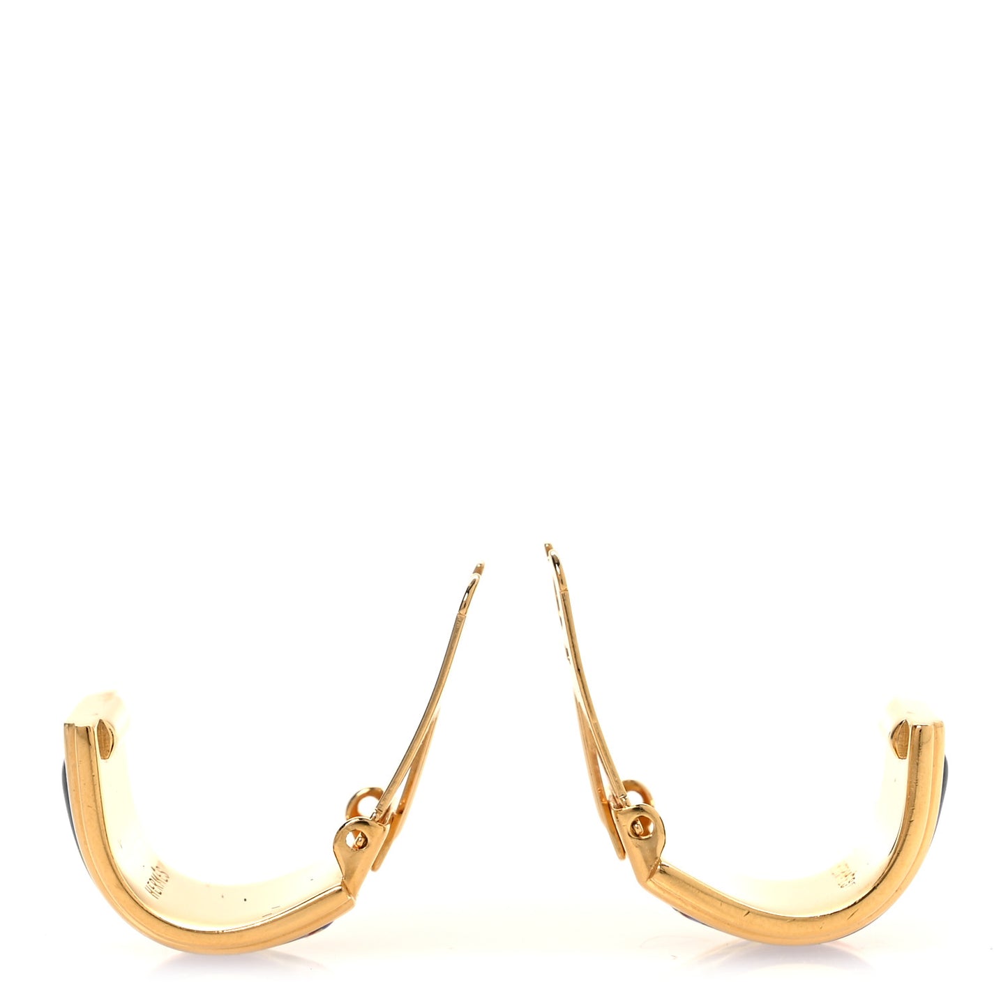 Printed Enamel Clip On Earrings Gold