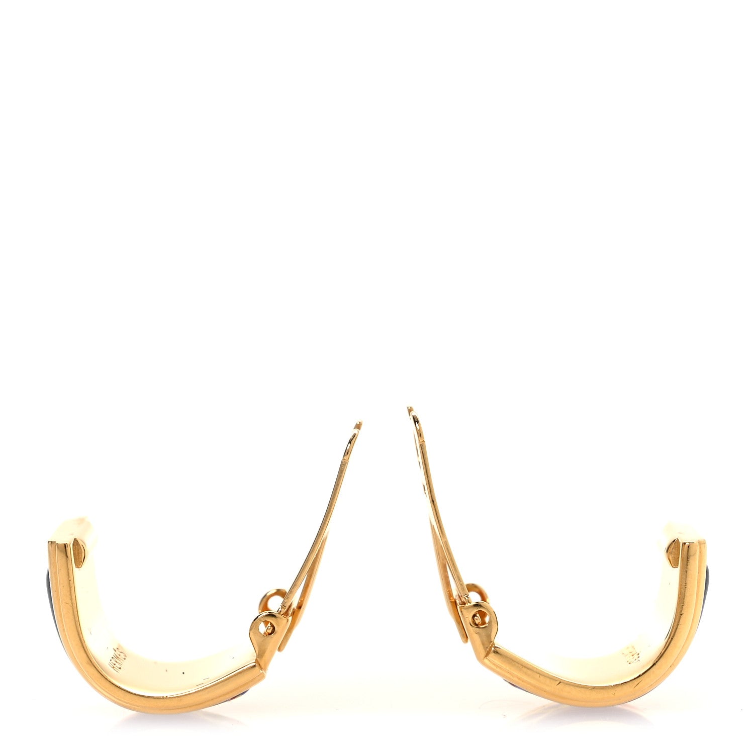 Hermes Printed Enamel Clip On Earrings Gold 3 of 4