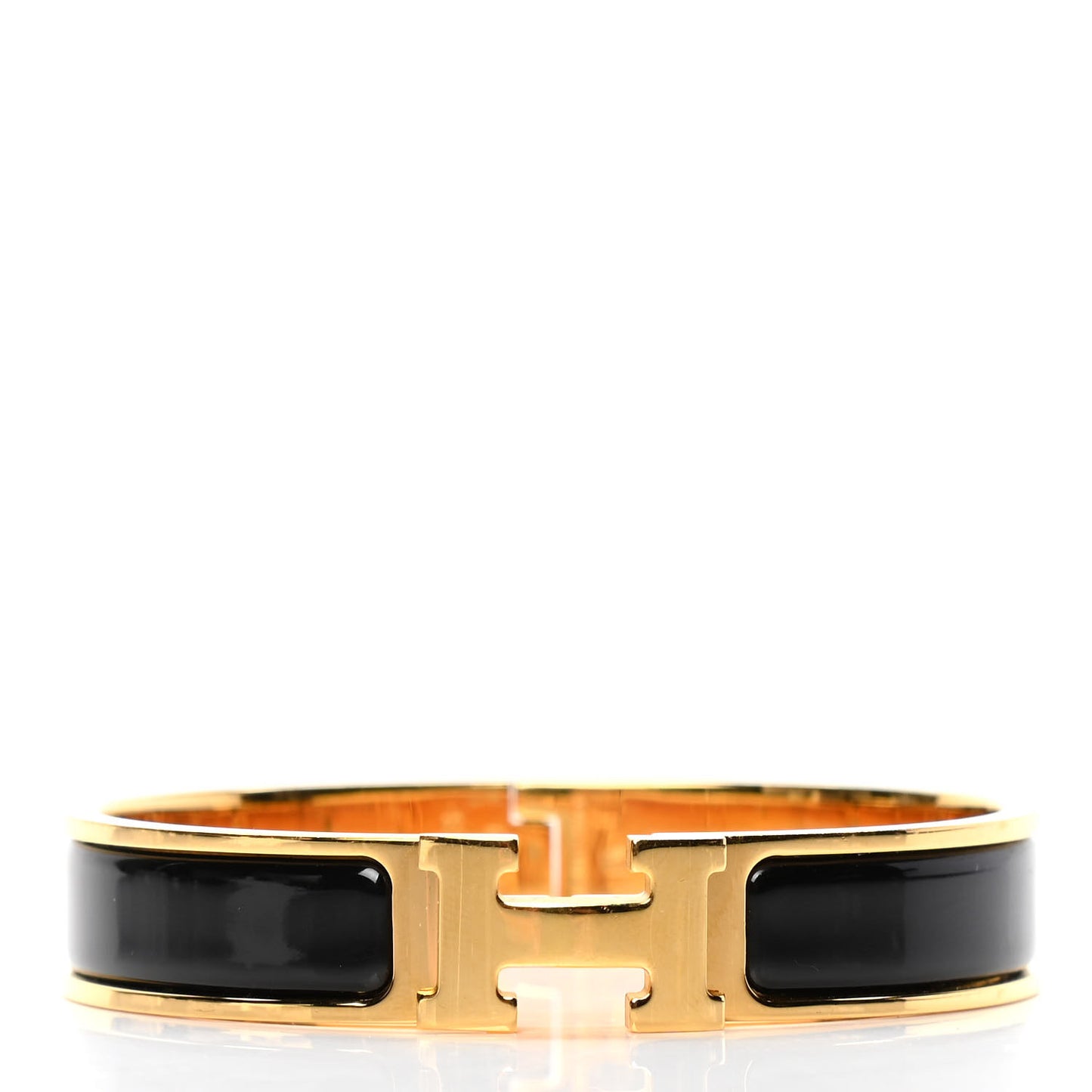 Enamel Narrow Clic Clac H Bracelet PM Black
