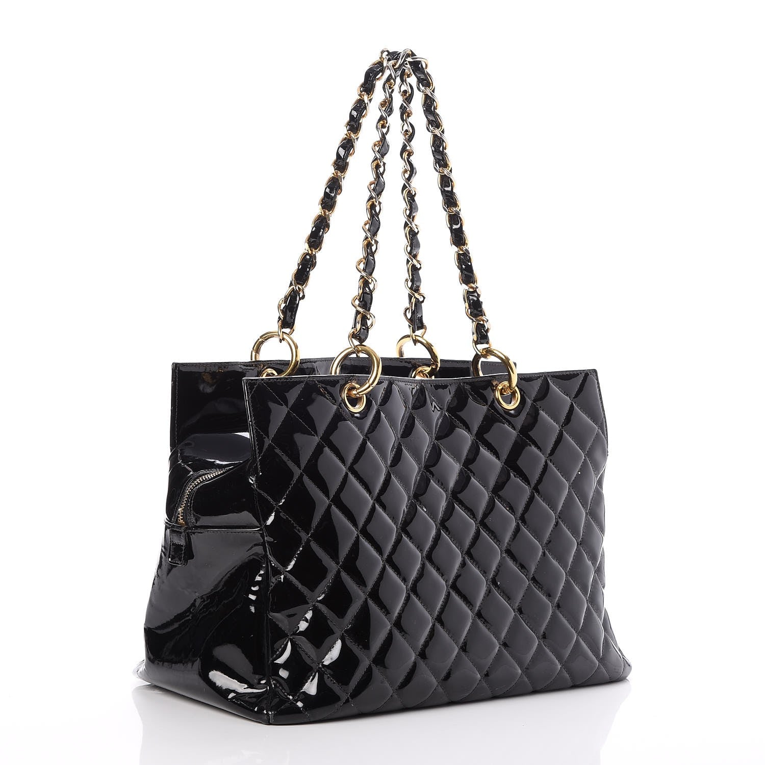 Chanel Patent Quilted Petit Timeless Tote PTT Black 3 of 13