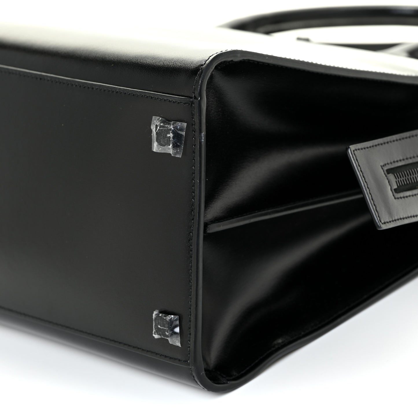 Shiny Calfskin Medium Uptown Tote Black