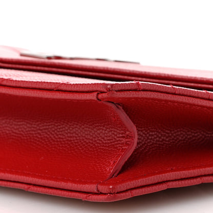 Saint Laurent Grain De Poudre Matelasse Chevron Monogram Envelope Chain Wallet New Red 10 of 12