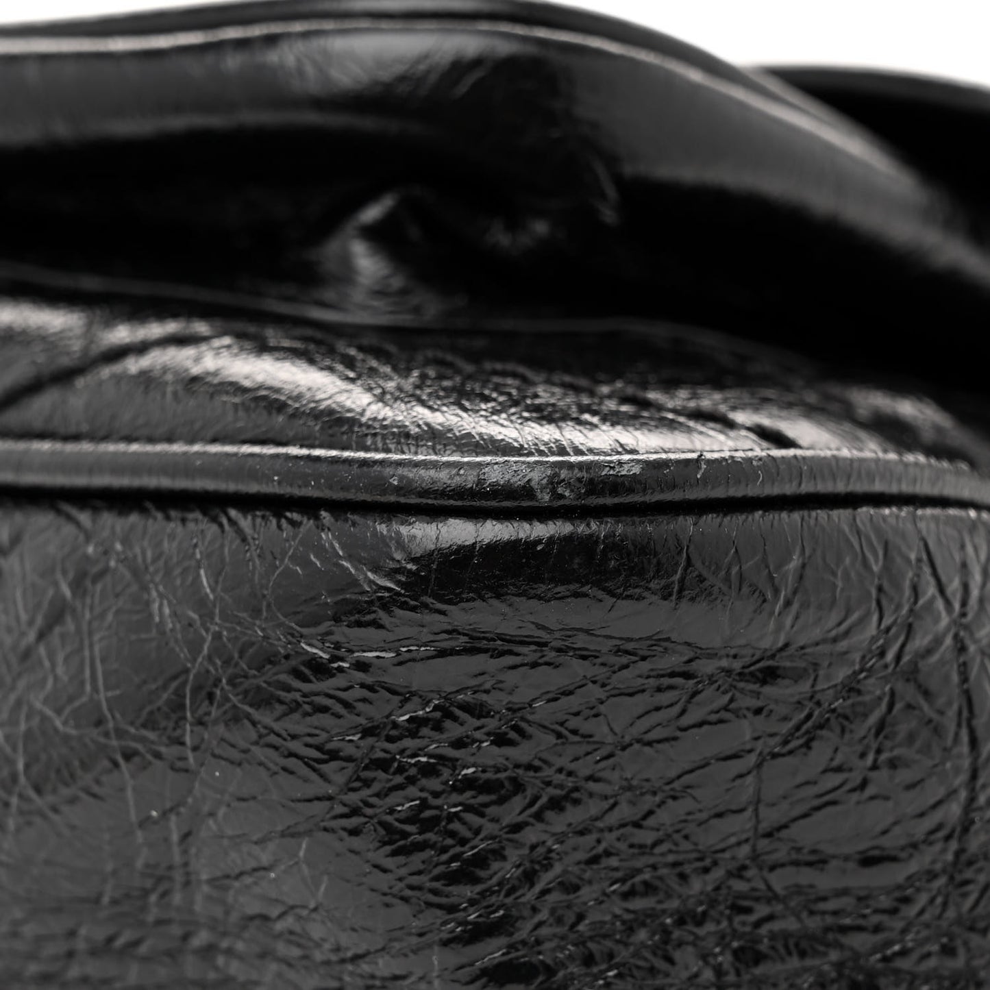 Crinkled Calfskin Matelasse Monogram Medium Niki Chain Satchel Black