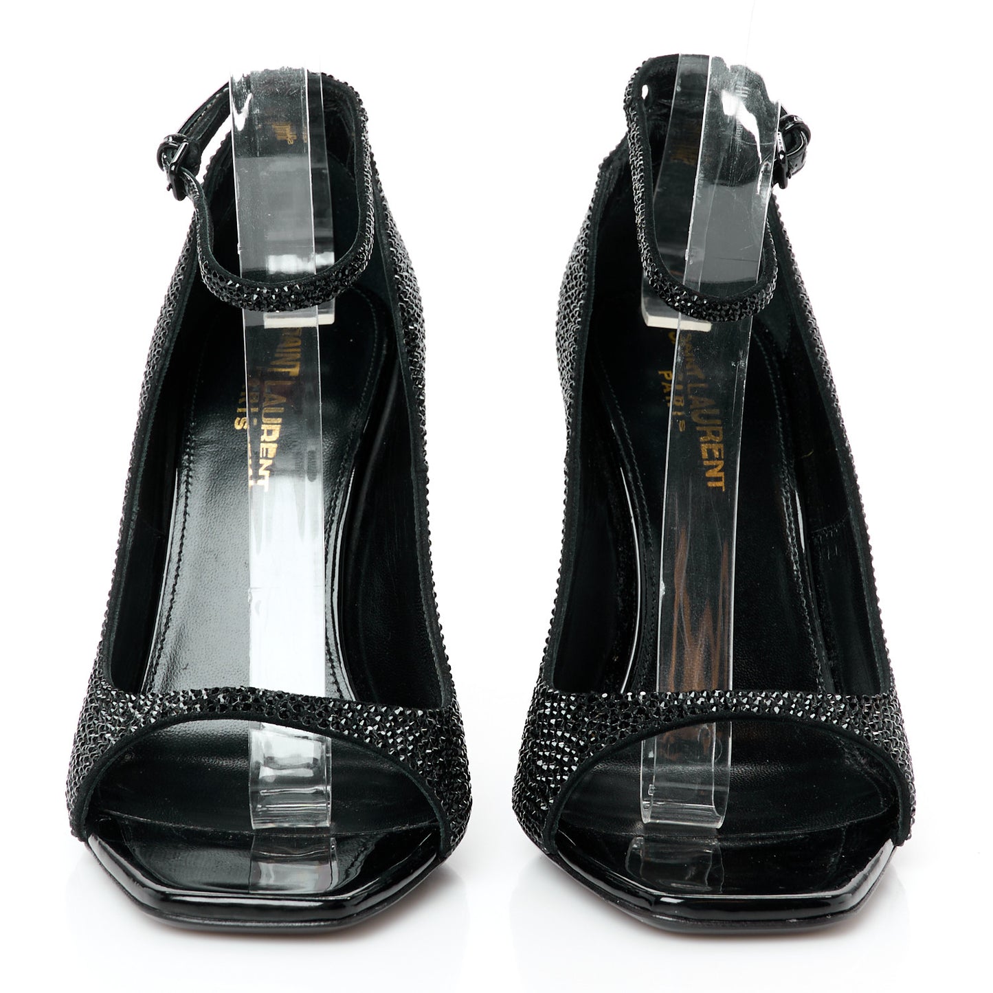 Kid Suede Crystal Embellished Opyum 110 Ankle Strap Sandals 37 Black
