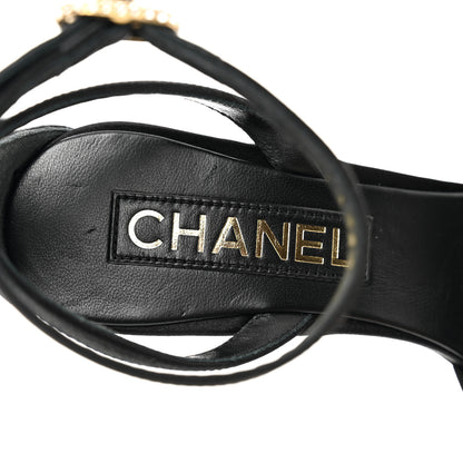 Chanel Satin Pearl Crystal Bow Pumps 37 Black 7 of 9