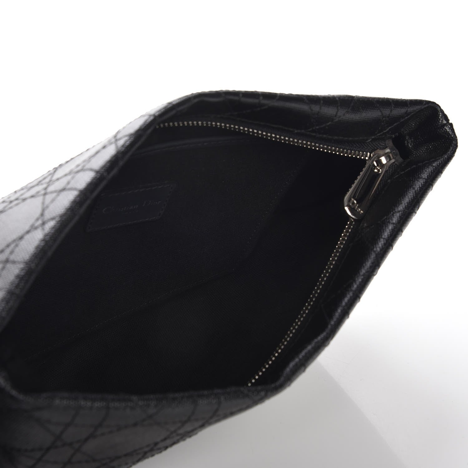 Christian Dior Coated Canvas Cannage Panarea Clutch Black 5 of 8