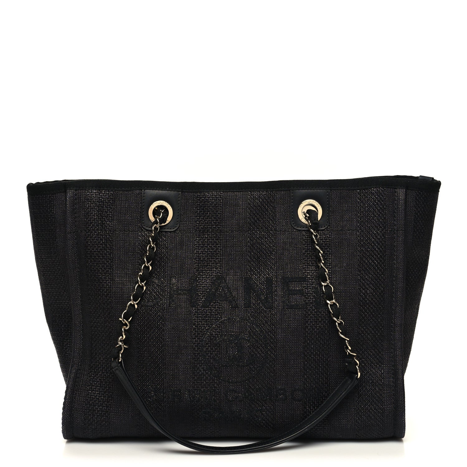 Chanel Mixed Fibers Striped Small Deauville Tote Black 1 of 10