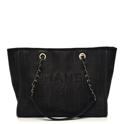 Chanel Mixed Fibers Striped Small Deauville Tote Black 1 of 10