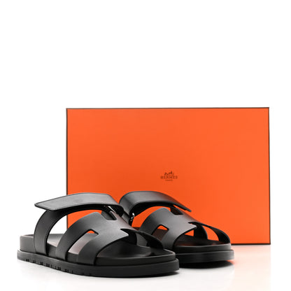 Hermes Calfskin Womens Chypre Sandals 39.5 Black 9 of 9