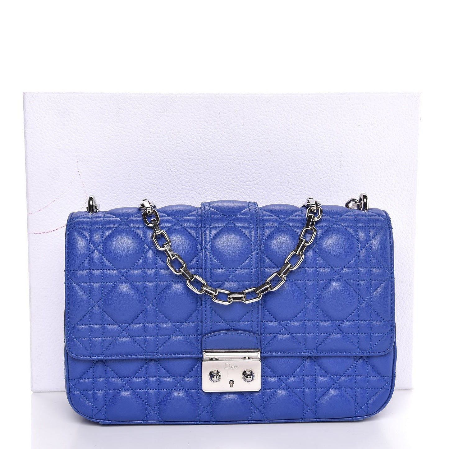 Lambskin Cannage Medium Miss Dior Flap Blue