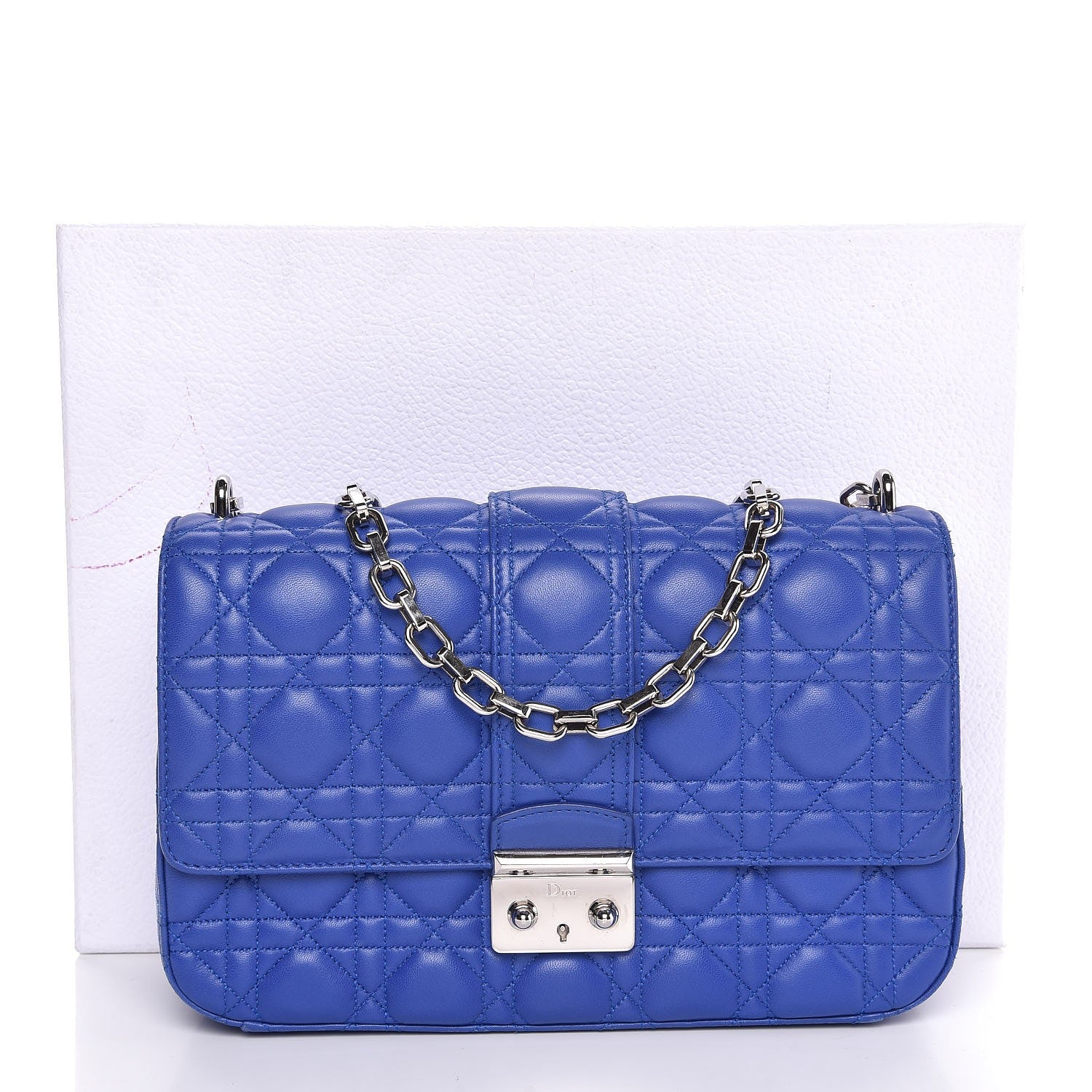 Christian Dior Lambskin Cannage Medium Miss Dior Flap Blue 7 of 7