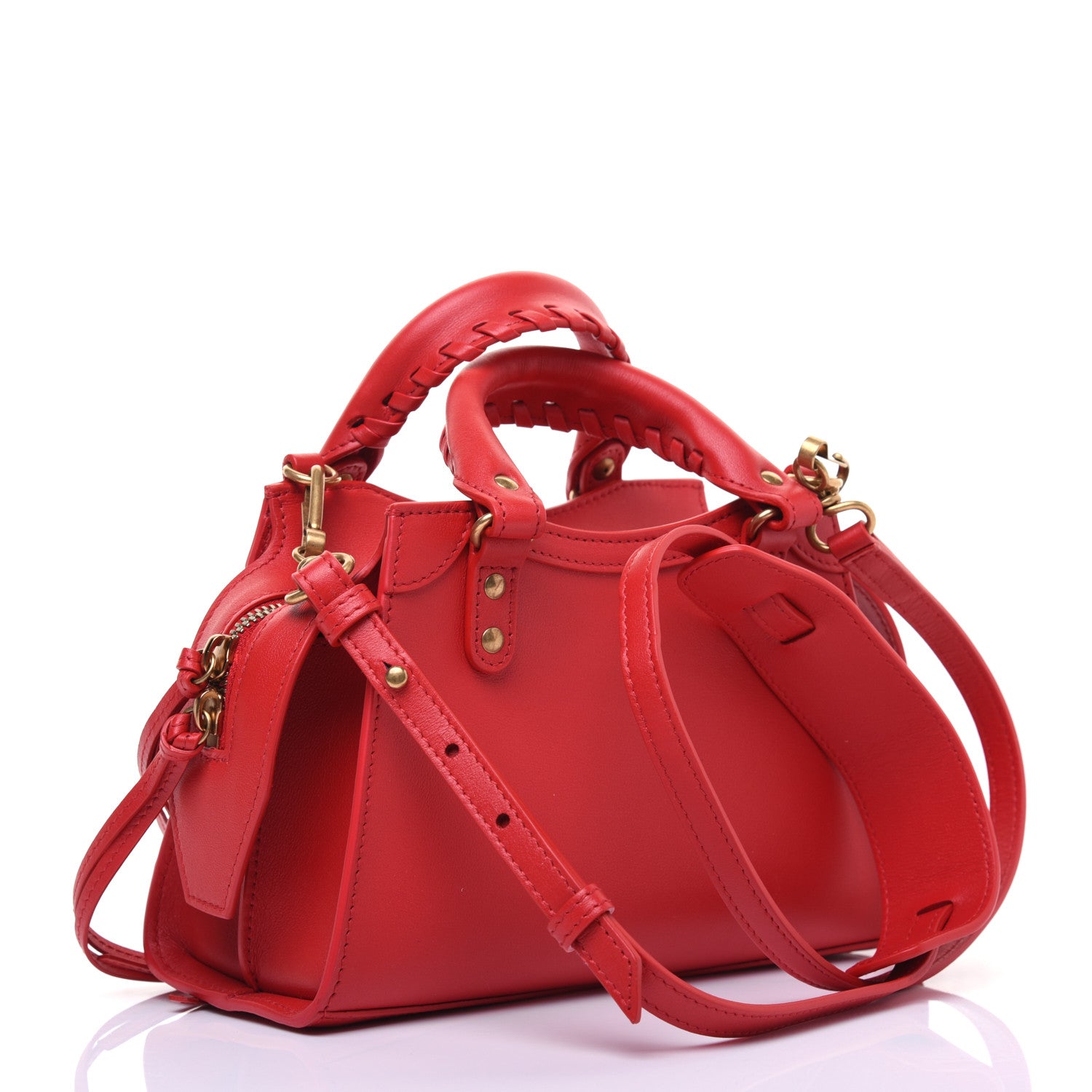 Balenciaga Smooth Calfskin Neo Classic Brass Hardware Mini City Red 3 of 17