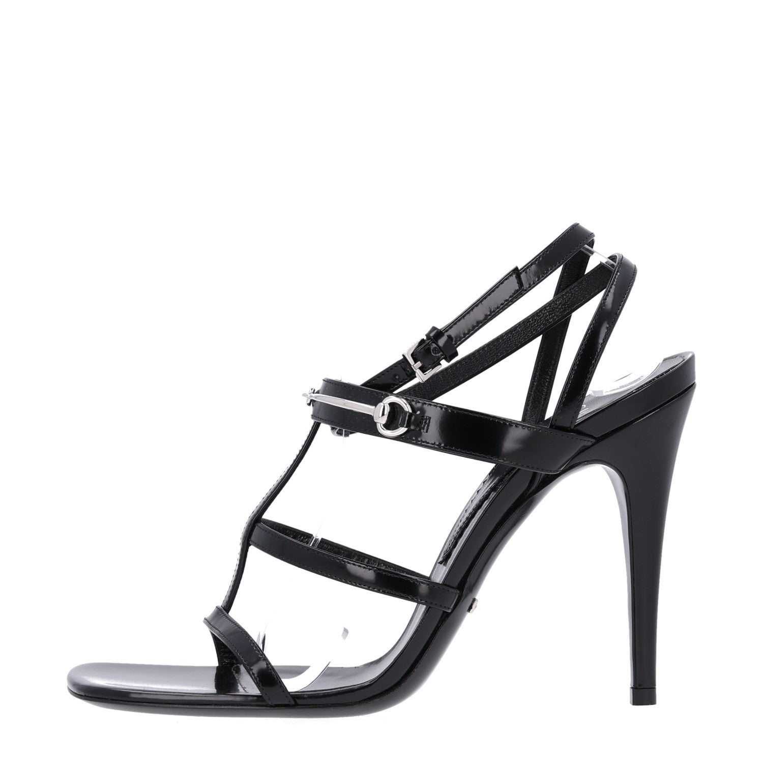 Gucci Nappa Regent Strappy Horsebit Sandals 39.5 Black 1 of 10