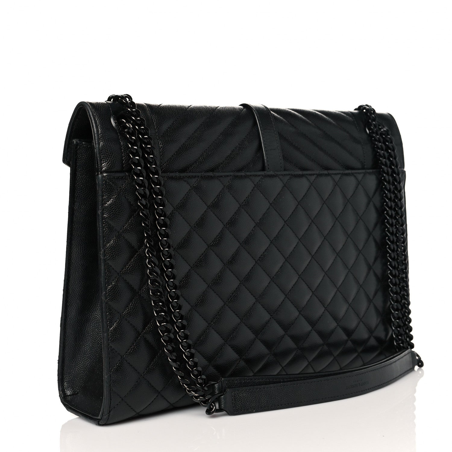 Saint Laurent Grain De Poudre Textured Mixed Matelasse Large Triquilt Monogram Monochrome Satchel Black 2 of 12