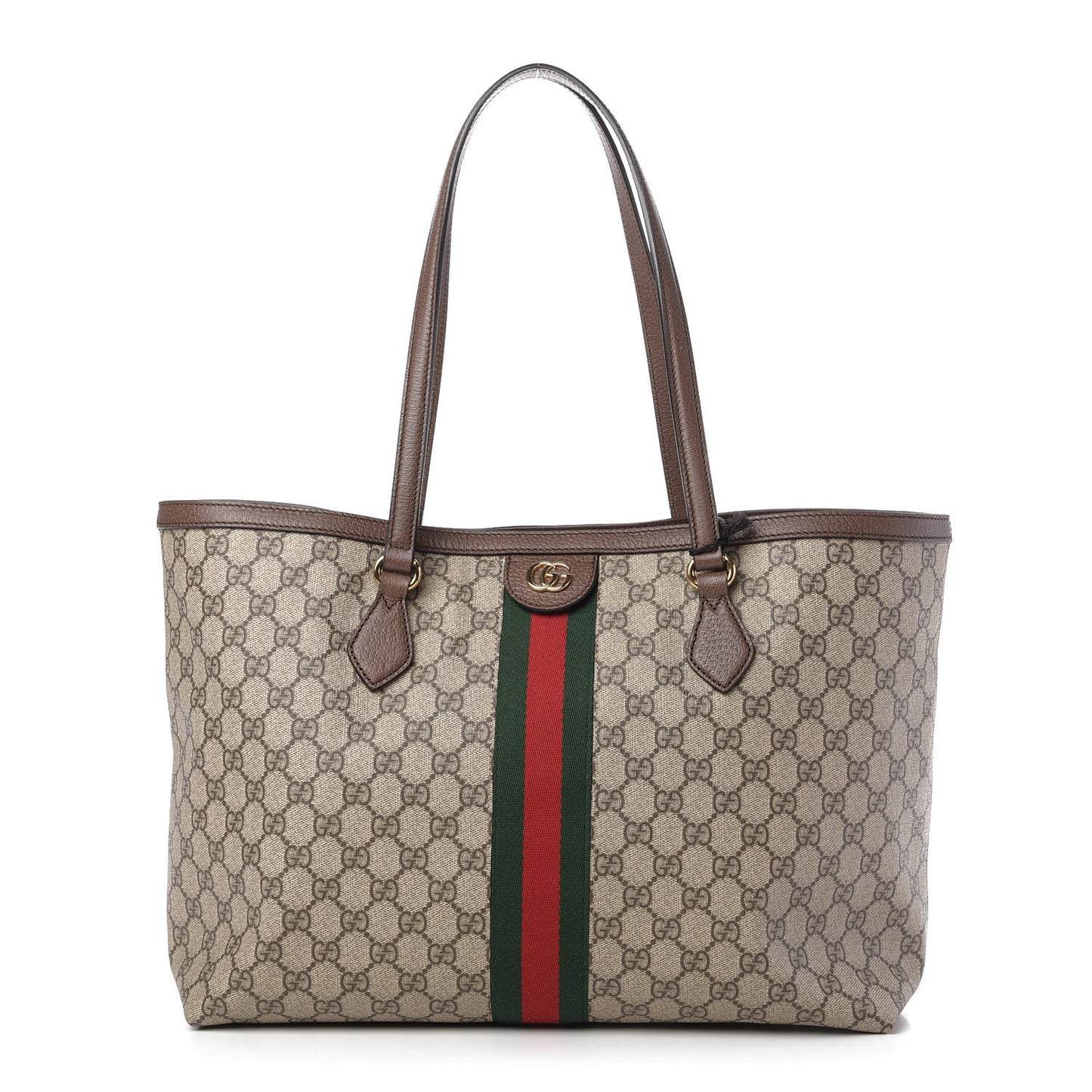 GG Supreme Monogram Medium Ophidia Shopping Tote Brown