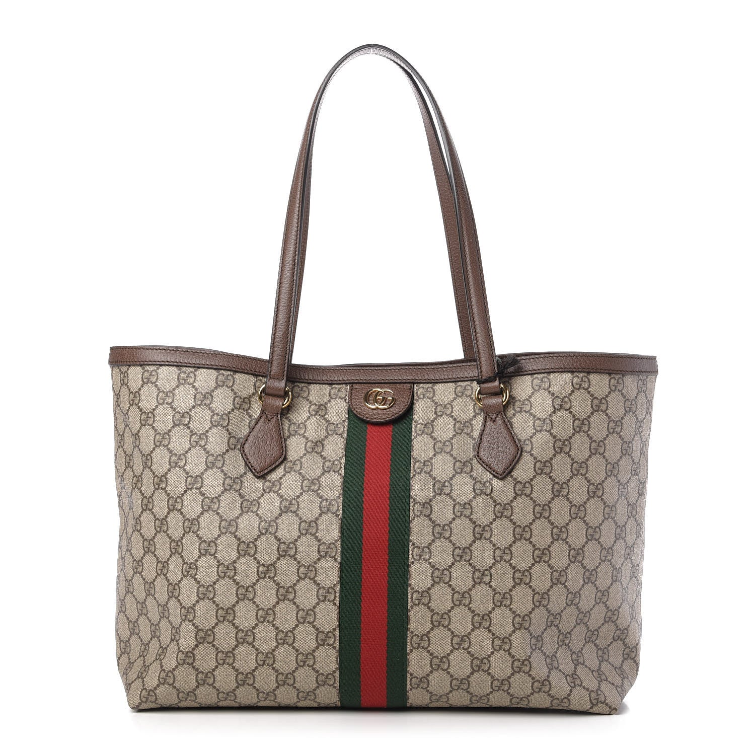 Gucci GG Supreme Monogram Medium Ophidia Shopping Tote Brown 1 of 10