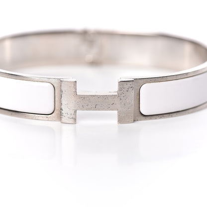 Hermes Matte Enamel Narrow Clic Clac HH Bracelet GM White 6 of 6