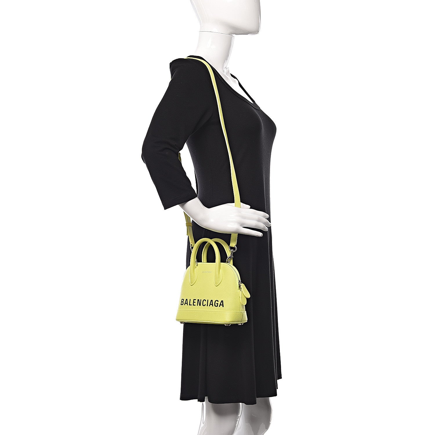 Balenciaga Signature Grained Calfskin Logo XXS Ville Top Handle Bag Acid Green Black 2 of 10