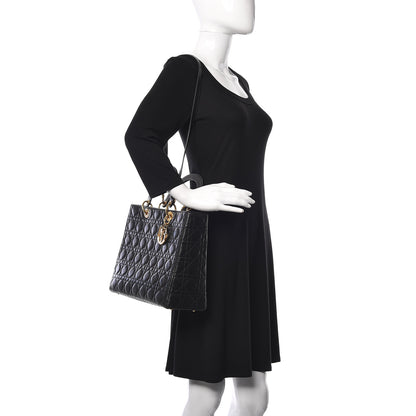 Christian Dior Lambskin Cannage Large Lady Dior Black 2 of 11