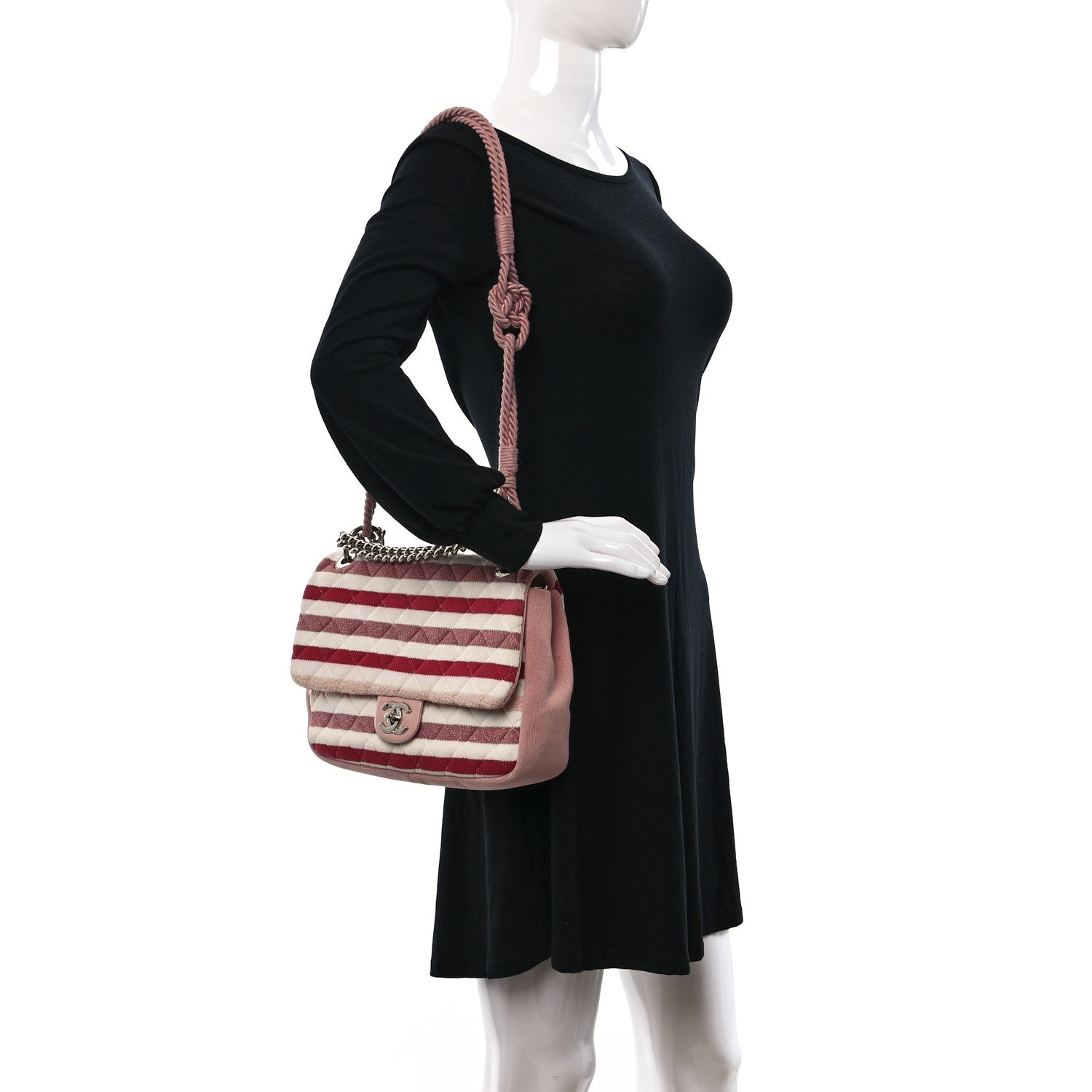 Chanel Jersey Felt Quilted Jumbo Flap Red White Pink 2 of 12