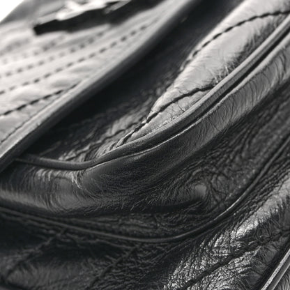 Saint Laurent Crinkled Calfskin Matelasse Monogram Medium Niki Chain Satchel Black 12 of 15