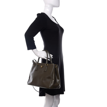 Prada Saffiano Lux Medium Galleria Double Zip Tote Militare 3 of 12