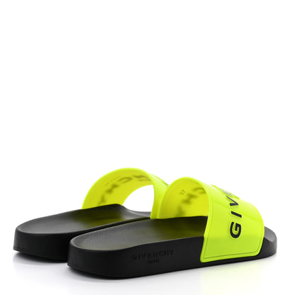 Givenchy Rubber Logo Womens Pool Slide Sandals 37 Fluo Yellow 4 of 9