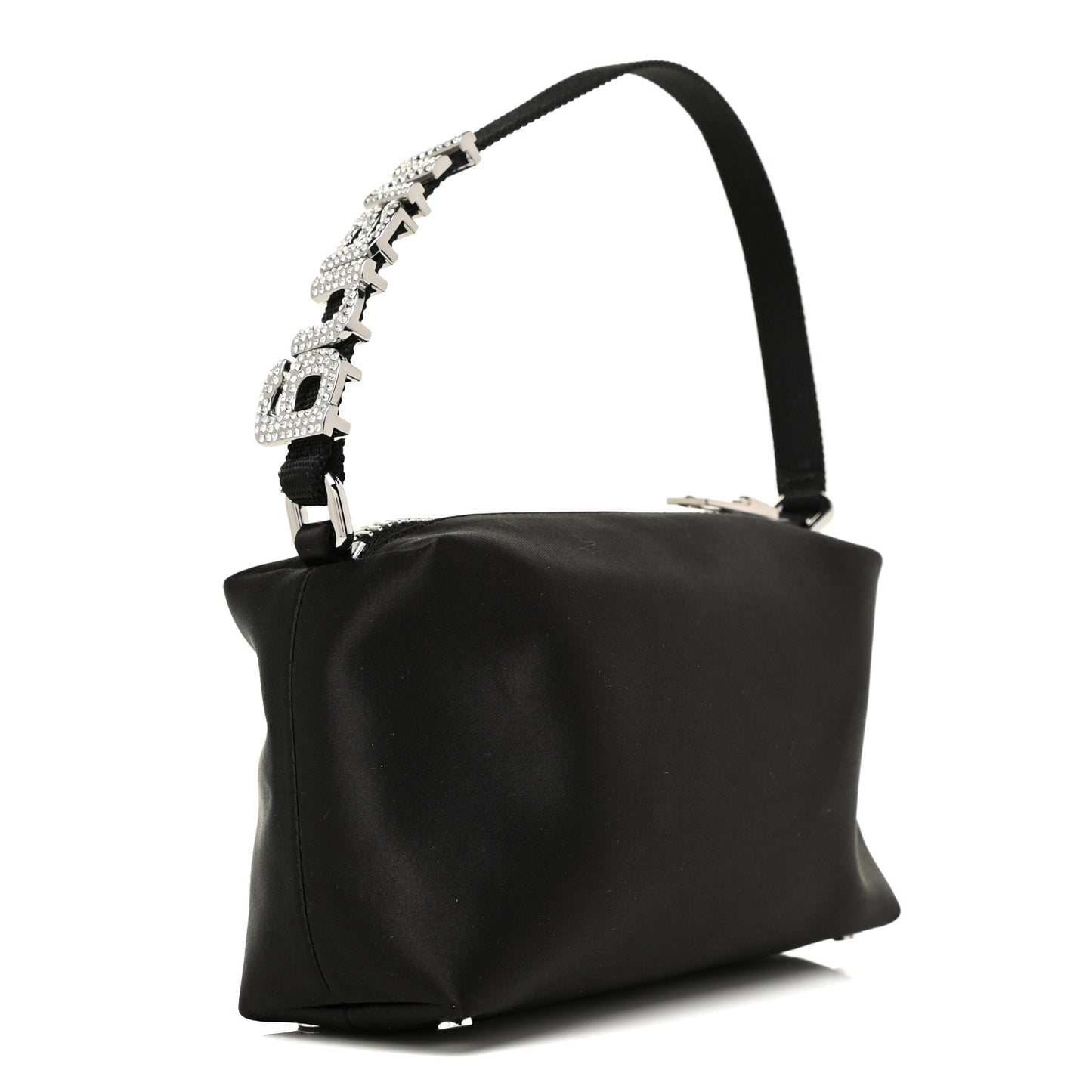 Satin Crystal Heiress Pouch Black