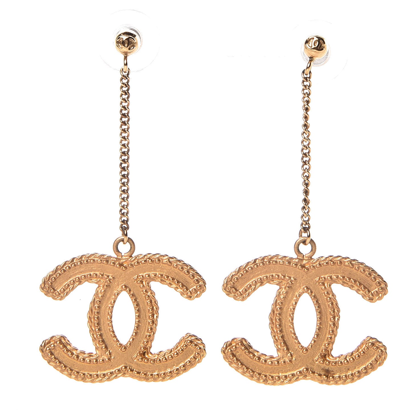 CC Drop Earrings Matte Gold